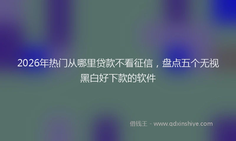2026年热门从哪里贷款不看征信，盘点五个无视黑白好下款的软件