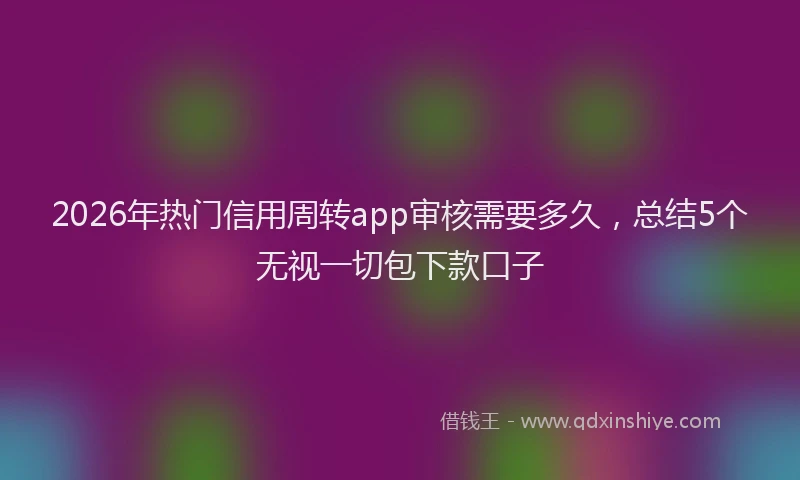 2026年热门信用周转app审核需要多久，总结5个无视一切包下款口子