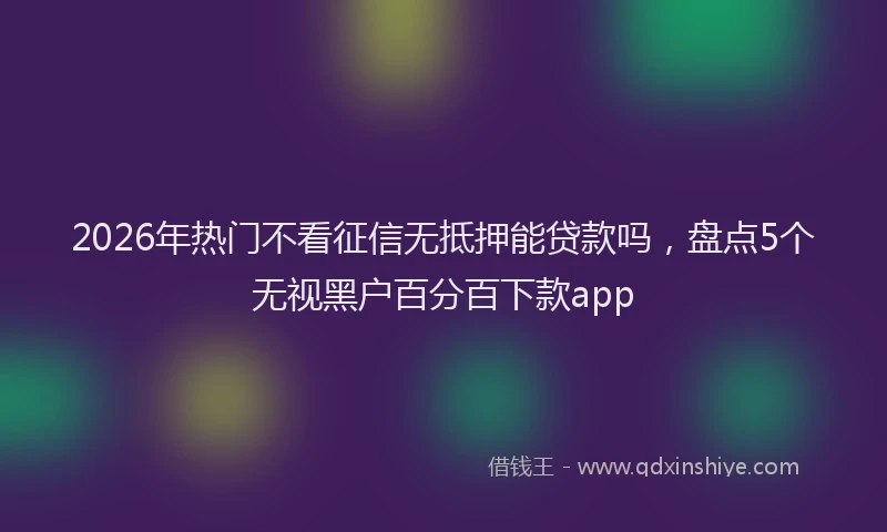 2026年热门不看征信无抵押能贷款吗，盘点5个无视黑户百分百下款app