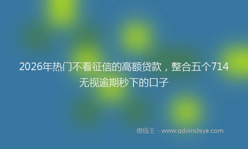 2026年热门不看征信的高额贷款，整合五个714无视逾期秒下的口子