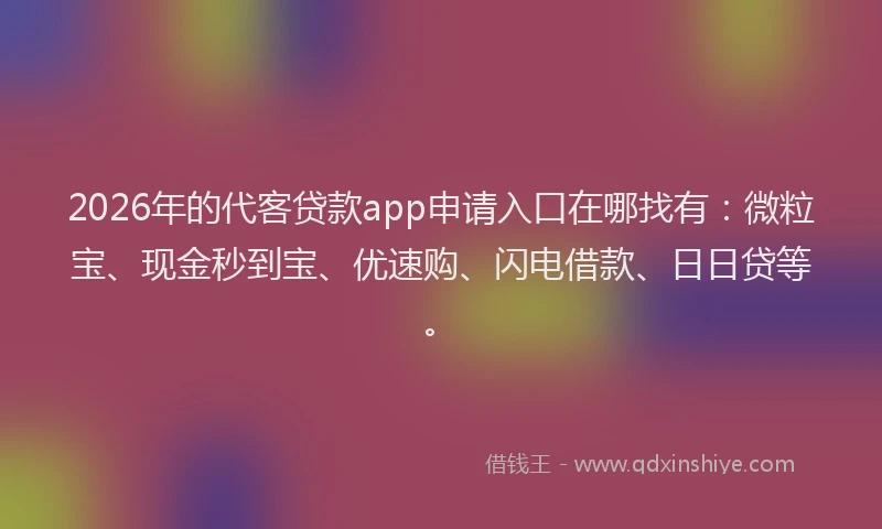 2026年的代客贷款app申请入口在哪找有：微粒宝、现金秒到宝、优速购、闪电借款、日日贷等。