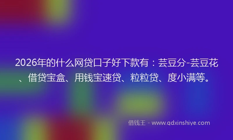 2026年的什么网贷口子好下款有：芸豆分-芸豆花、借贷宝盒、用钱宝速贷、粒粒贷、度小满等。