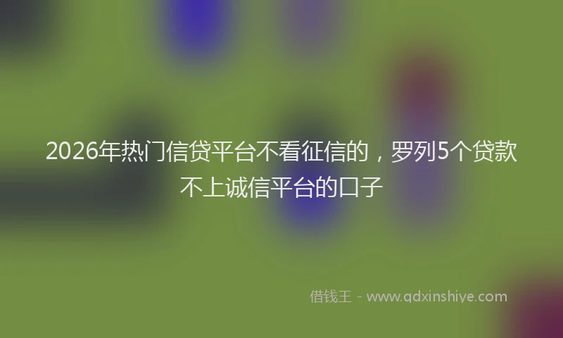 2026年热门信贷平台不看征信的，罗列5个贷款不上诚信平台的口子