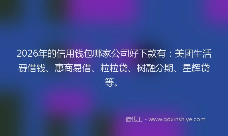 2026年的信用钱包哪家公司好下款有：美团生活费借钱、惠商易借、粒粒贷、树融分期、星辉贷等。