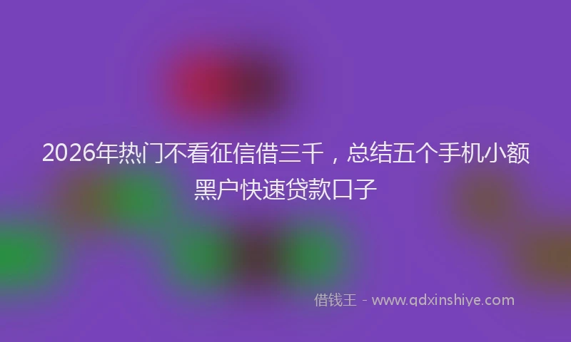 2026年热门不看征信借三千，总结五个手机小额黑户快速贷款口子