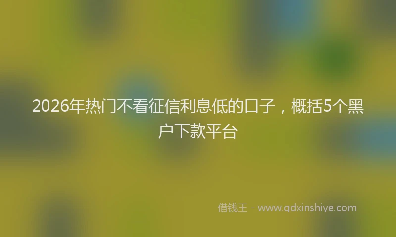2026年热门不看征信利息低的口子，概括5个黑户下款平台
