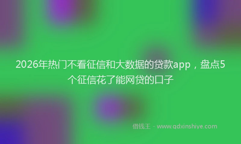 2026年热门不看征信和大数据的贷款app，盘点5个征信花了能网贷的口子
