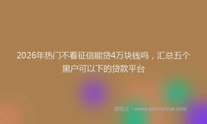 2026年热门不看征信能贷4万块钱吗，汇总五个黑户可以下的贷款平台