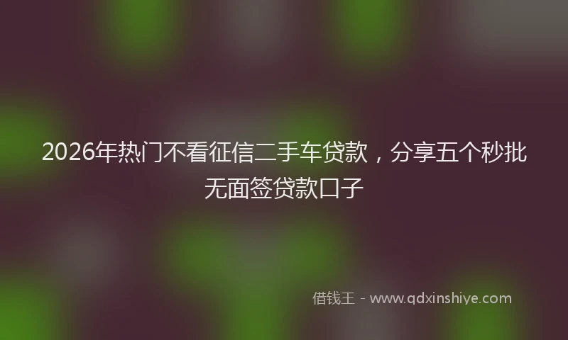 2026年热门不看征信二手车贷款，分享五个秒批无面签贷款口子