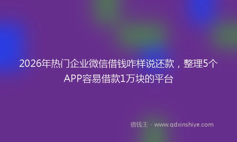 2026年热门企业微信借钱咋样说还款，整理5个APP容易借款1万块的平台