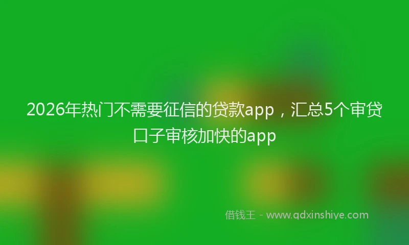 2026年热门不需要征信的贷款app，汇总5个审贷口子审核加快的app