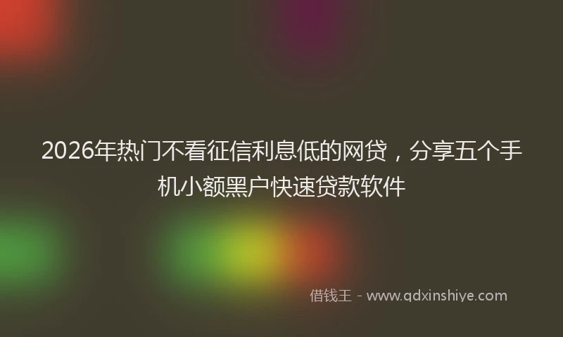 2026年热门不看征信利息低的网贷，分享五个手机小额黑户快速贷款软件