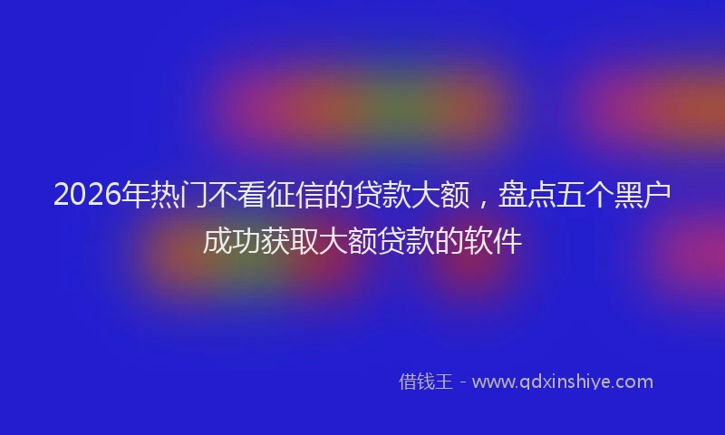 2026年热门不看征信的贷款大额，盘点五个黑户成功获取大额贷款的软件