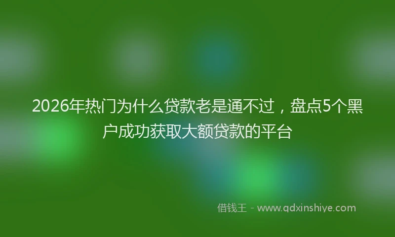 2026年热门为什么贷款老是通不过，盘点5个黑户成功获取大额贷款的平台