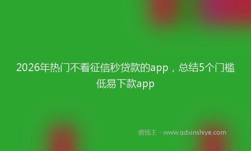 2026年热门不看征信秒贷款的app，总结5个门槛低易下款app