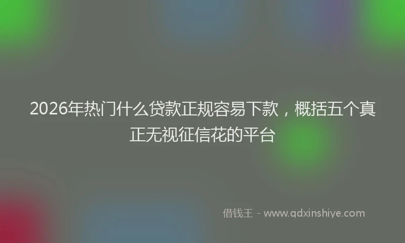 2026年热门什么贷款正规容易下款，概括五个真正无视征信花的平台