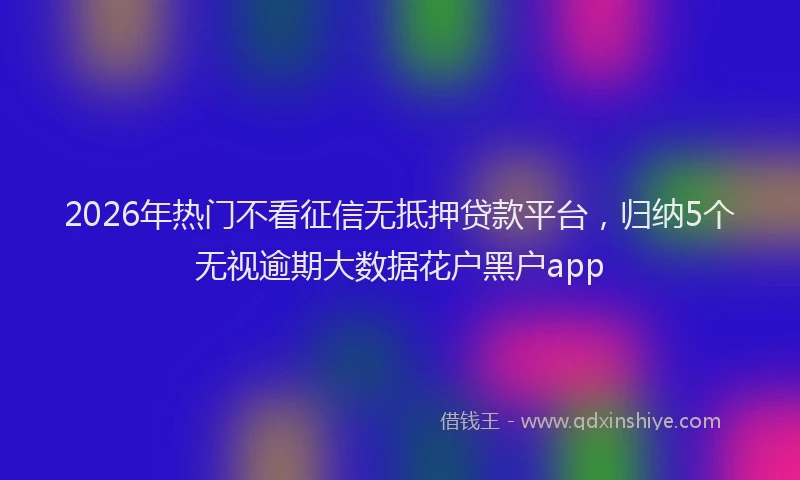 2026年热门不看征信无抵押贷款平台，归纳5个无视逾期大数据花户黑户app