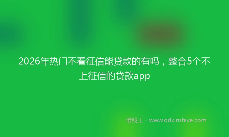 2026年热门不看征信能贷款的有吗，整合5个不上征信的贷款app