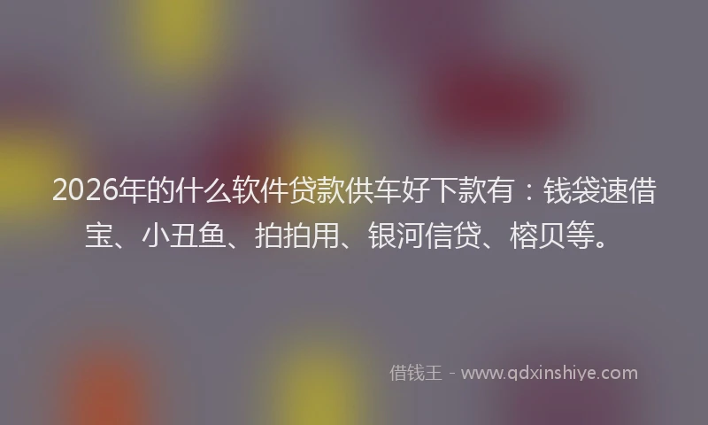 2026年的什么软件贷款供车好下款有：钱袋速借宝、小丑鱼、拍拍用、银河信贷、榕贝等。