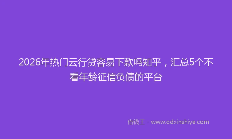 2026年热门云行贷容易下款吗知乎，汇总5个不看年龄征信负债的平台