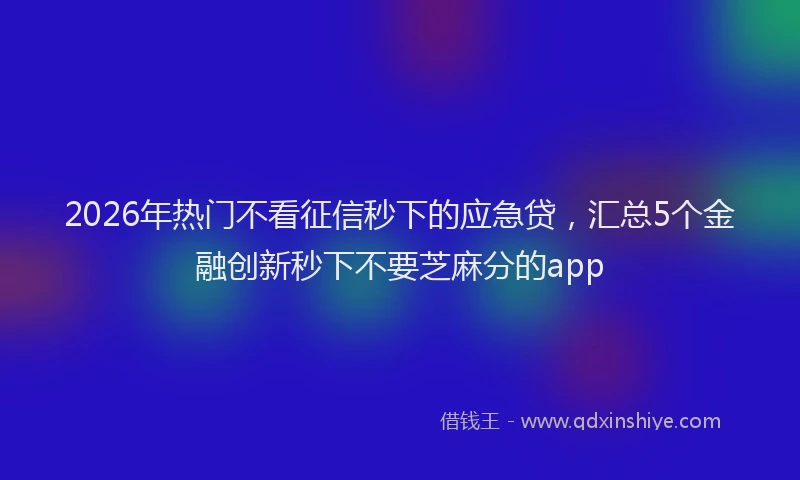 2026年热门不看征信秒下的应急贷，汇总5个金融创新秒下不要芝麻分的app
