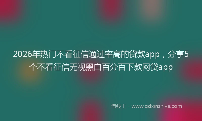 2026年热门不看征信通过率高的贷款app，分享5个不看征信无视黑白百分百下款网贷app