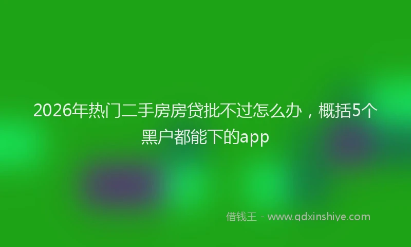 2026年热门二手房房贷批不过怎么办，概括5个黑户都能下的app