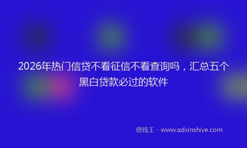 2026年热门信贷不看征信不看查询吗，汇总五个黑白贷款必过的软件