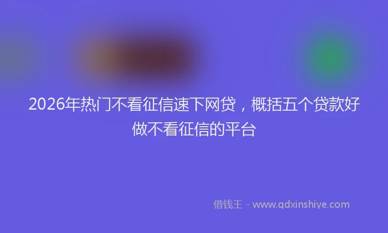 2026年热门不看征信速下网贷，概括五个贷款好做不看征信的平台