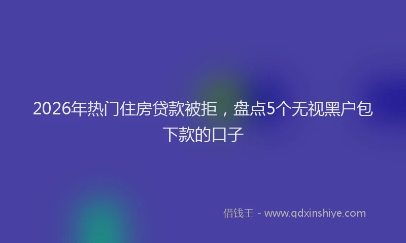 2026年热门住房贷款被拒，盘点5个无视黑户包下款的口子