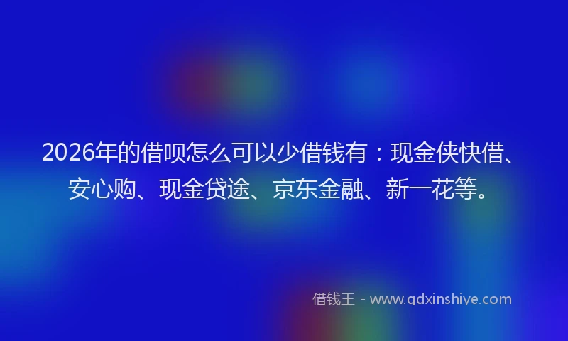 2026年的借呗怎么可以少借钱有：现金侠快借、安心购、现金贷途、京东金融、新一花等。