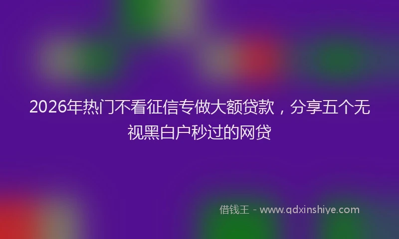2026年热门不看征信专做大额贷款，分享五个无视黑白户秒过的网贷