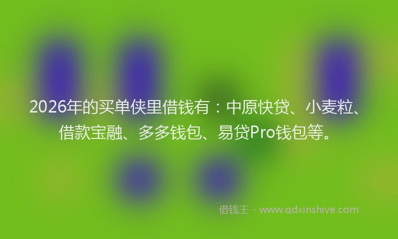 2026年的买单侠里借钱有：中原快贷、小麦粒、借款宝融、多多钱包、易贷Pro钱包等。