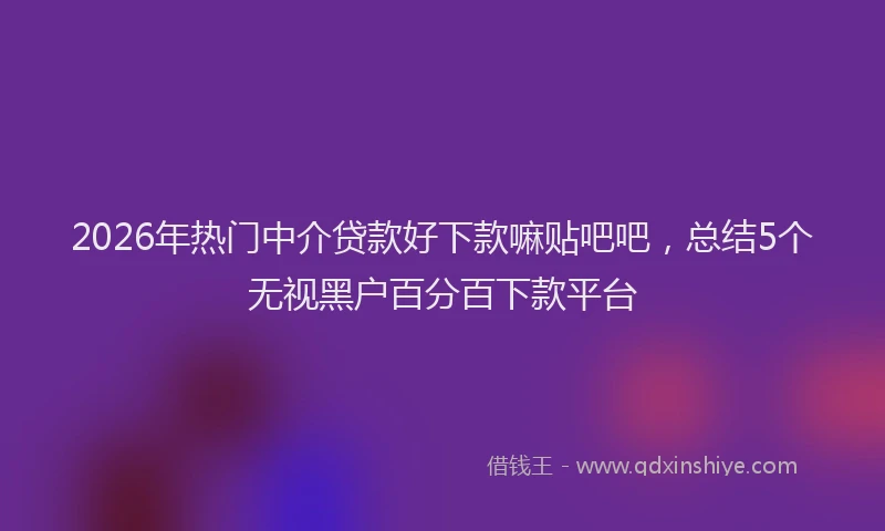 2026年热门中介贷款好下款嘛贴吧吧，总结5个无视黑户百分百下款平台