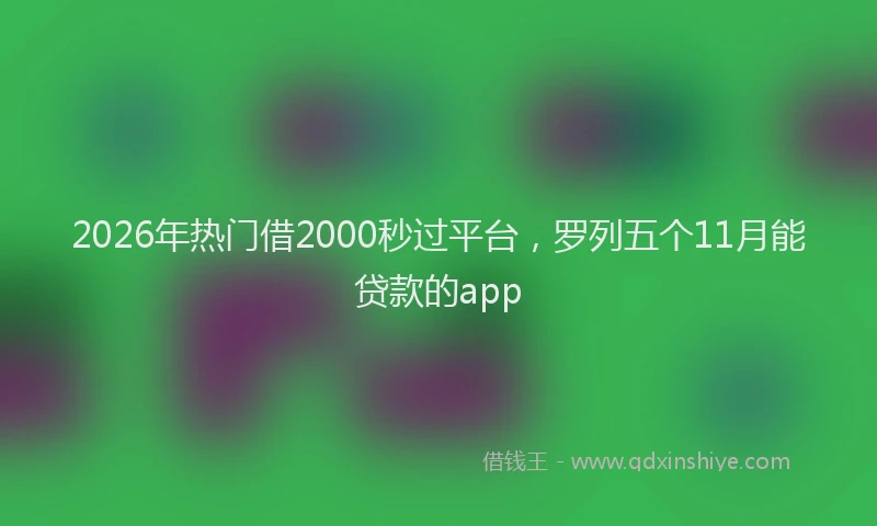 2026年热门借2000秒过平台，罗列五个11月能贷款的app
