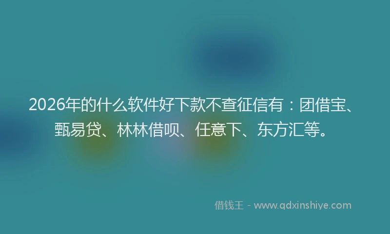 2026年的什么软件好下款不查征信有：团借宝、甄易贷、林林借呗、任意下、东方汇等。