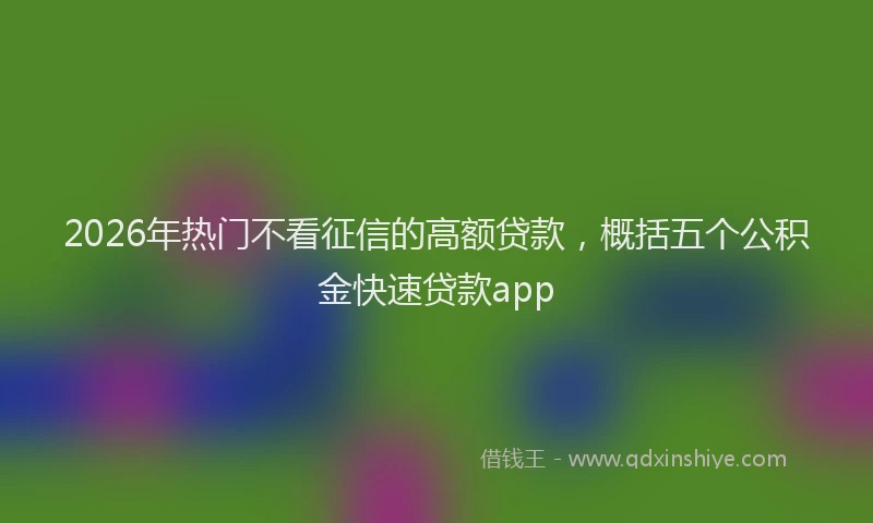 2026年热门不看征信的高额贷款，概括五个公积金快速贷款app