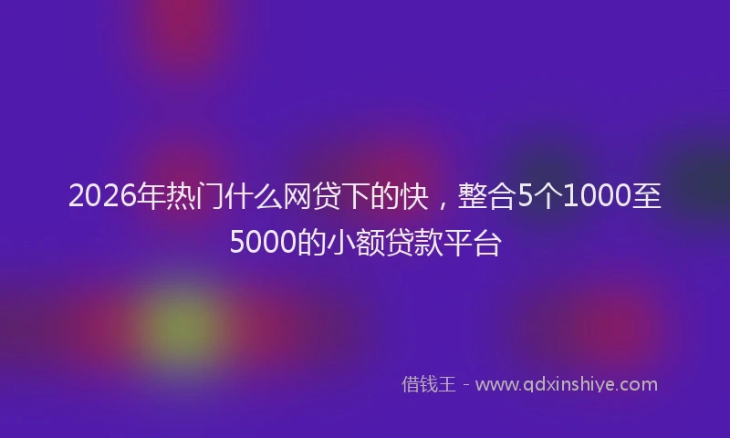 2026年热门什么网贷下的快，整合5个1000至5000的小额贷款平台