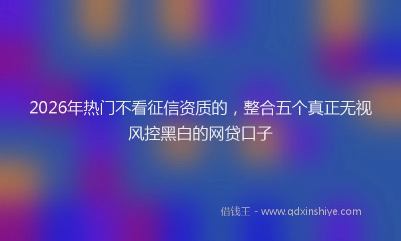 2026年热门不看征信资质的，整合五个真正无视风控黑白的网贷口子