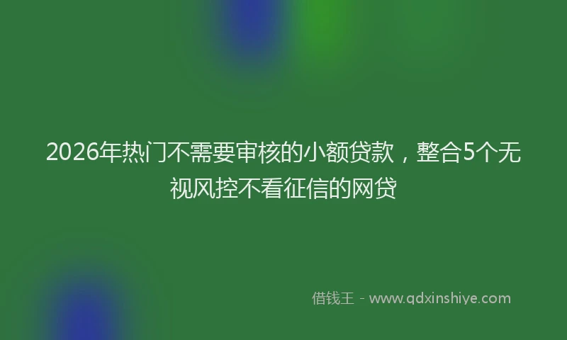 2026年热门不需要审核的小额贷款，整合5个无视风控不看征信的网贷