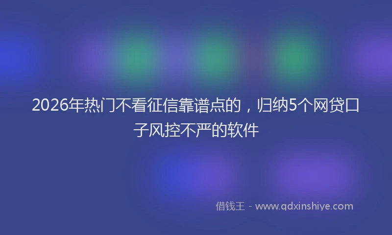 2026年热门不看征信靠谱点的，归纳5个网贷口子风控不严的软件