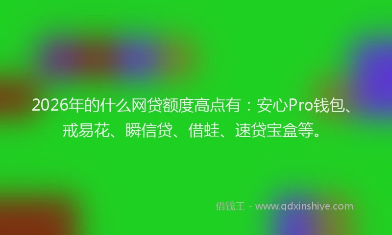 2026年的什么网贷额度高点有：安心Pro钱包、戒易花、瞬信贷、借蛙、速贷宝盒等。