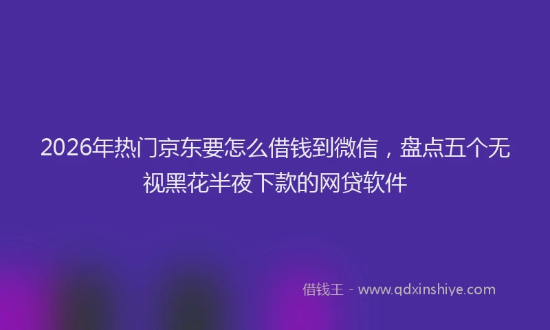2026年热门京东要怎么借钱到微信，盘点五个无视黑花半夜下款的网贷软件