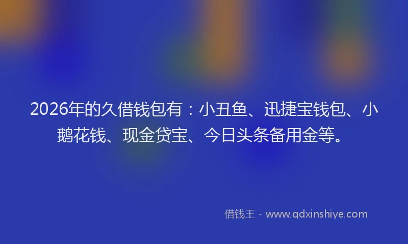 2026年的久借钱包有：小丑鱼、迅捷宝钱包、小鹅花钱、现金贷宝、今日头条备用金等。