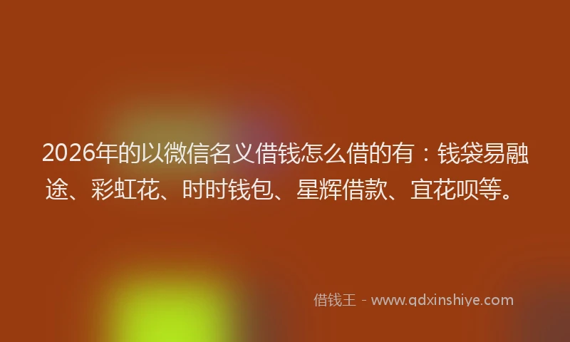 2026年的以微信名义借钱怎么借的有：钱袋易融途、彩虹花、时时钱包、星辉借款、宜花呗等。
