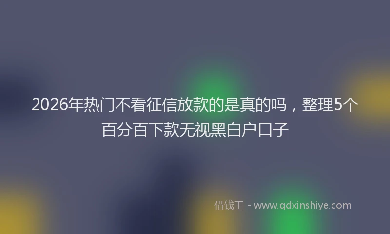 2026年热门不看征信放款的是真的吗，整理5个百分百下款无视黑白户口子