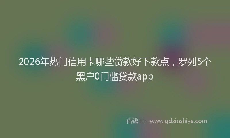 2026年热门信用卡哪些贷款好下款点，罗列5个黑户0门槛贷款app