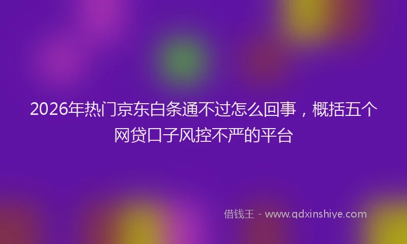 2026年热门京东白条通不过怎么回事，概括五个网贷口子风控不严的平台