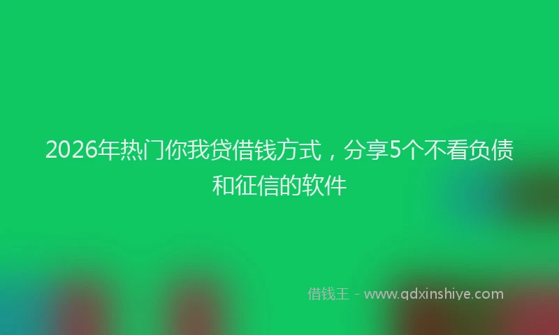 2026年热门你我贷借钱方式，分享5个不看负债和征信的软件