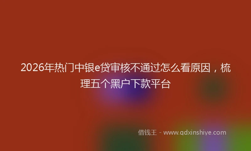 2026年热门中银e贷审核不通过怎么看原因，梳理五个黑户下款平台